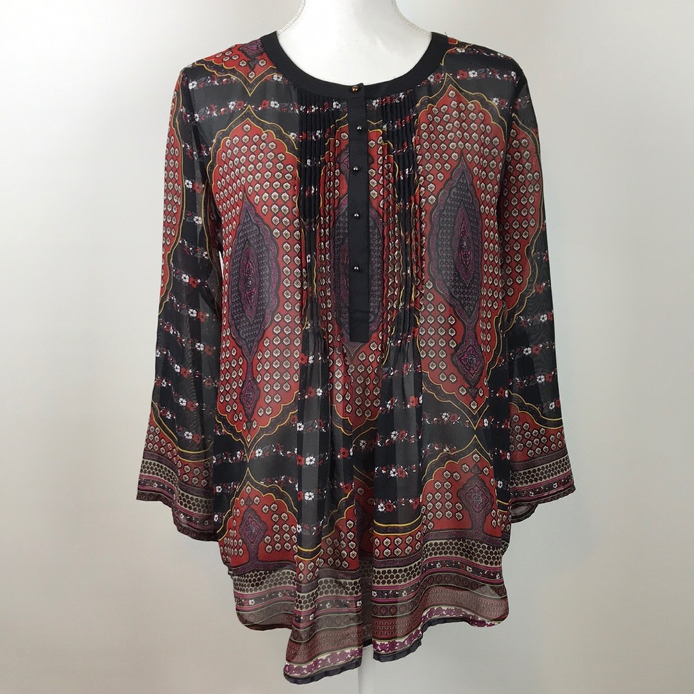 Anthropologie Meadow Rue Paisley Peasant Top
